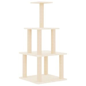 vidaXL Rascador para gatos con postes de sisal color crema 111 cm