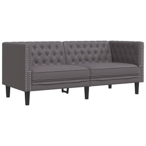 vidaXL Sof&aacute; Chesterfield de 2 plazas cuero artificial gris