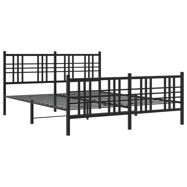 vidaXL Estructura cama sin colch&oacute;n con estribo metal negro 160x200 cm