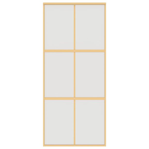 vidaXL Puerta corredera dorada vidrio ESG esmerilado aluminio 90x205cm