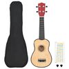 vidaXL Juego de ukelele soprano para ni&ntilde;os con funda madera clara 23
