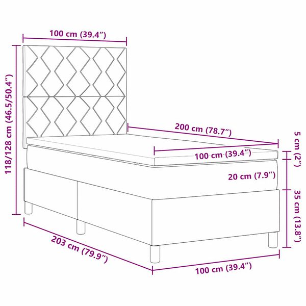 vidaXL Cama tipo Box Spring con colch&oacute;n Negro 100 x 200 cm tela