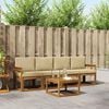 vidaXL Conjunto de sof&aacute;s de exterior con coj&iacute;n 5 pcs Natural y Beige