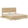 vidaXL Estructura de cama con caj&oacute;n con cabecera Madera contrachapada