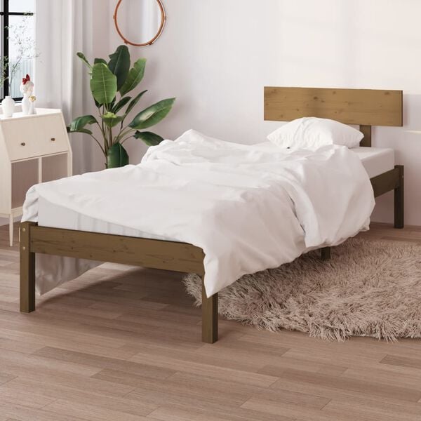 vidaXL Estructura cama individual sin colch&oacute;n madera pino marr&oacute;n miel