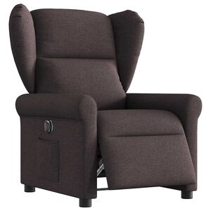 vidaXL Sill&oacute;n reclinable el&eacute;ctrico tela marr&oacute;n oscuro