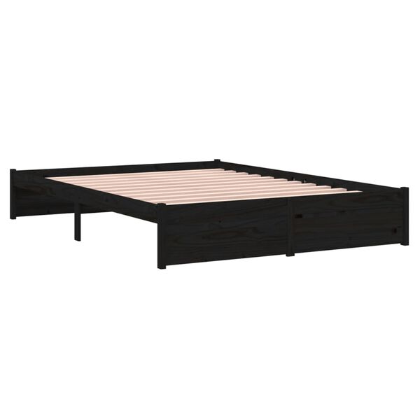 vidaXL Estructura de cama sin colch&oacute;n madera maciza negro 140x190 cm