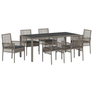 vidaXL Conjunto de Comedor de Jard&iacute;n 7 pcs Gris rat&aacute;n sint&eacute;tico