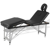 vidaXL Camilla de masaje plegable 4 zonas estructura de aluminio negra
