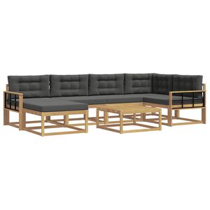 vidaXL Conjunto de sof&aacute;s de exterior 7 uds. Blanco y Antracita