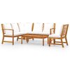 vidaXL Muebles de jard&iacute;n 5 pzas cojines crema madera maciza de acacia