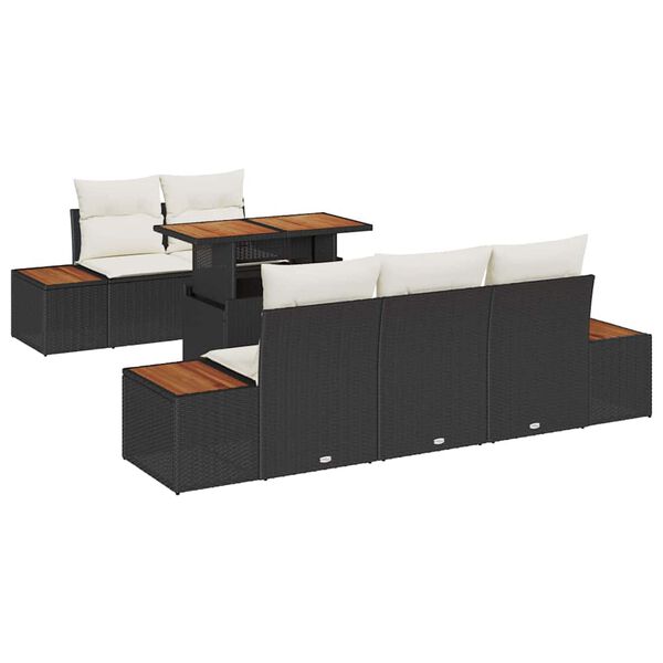 vidaXL Conjunto de Comedor de Jard&iacute;n con coj&iacute;n 6 pcs Negro y Beige