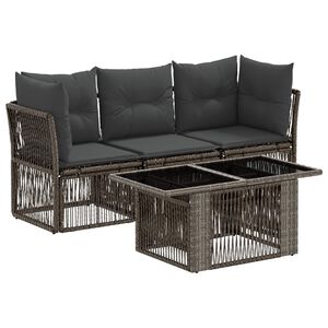 vidaXL Conjunto de sof&aacute;s de jard&iacute;n 4 uds. Gris rat&aacute;n sint&eacute;tico