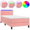 vidaXL Cama box spring colch&oacute;n y LED terciopelo rosa 80x200 cm