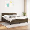 vidaXL Cama box spring con colch&oacute;n tela marr&oacute;n oscuro 180x200 cm