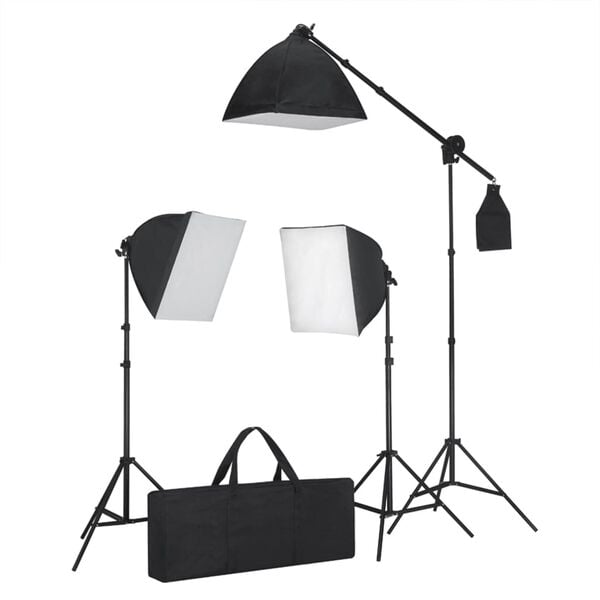 vidaXL Kit de estudio fotogr&aacute;fico con luces softbox fondo y reflector