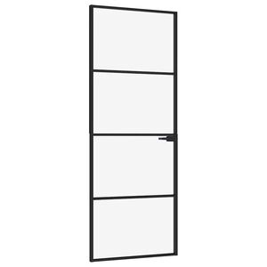 vidaXL Puerta de interior vidrio templado y aluminio negro 76x201,5 cm