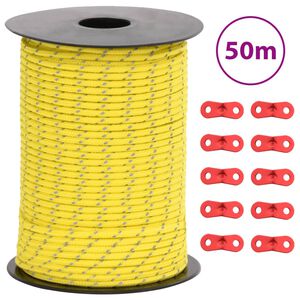 vidaXL Cuerda de vientos con tiras reflectantes y tensores 50 m 3 mm