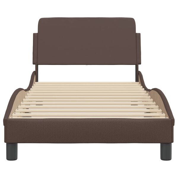 vidaXL Estructura de cama Dover cuero sintético marrón 90x190 cm