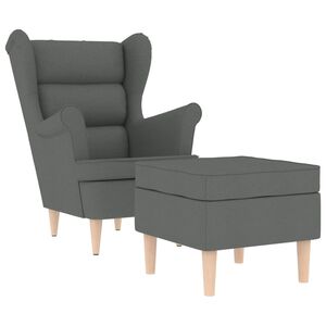 vidaXL Sill&oacute;n con taburete reposapi&eacute;s tela gris oscuro