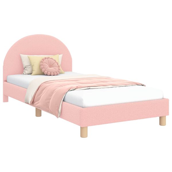 vidaXL Cama para ni&ntilde;os con cabecero Rosa 90 x 200 cm Tela de Oveja