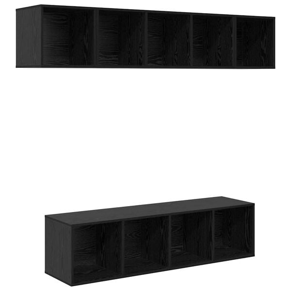 vidaXL Conjunto de mueble de TV 4 pcs Roble Negro Madera contrachapada