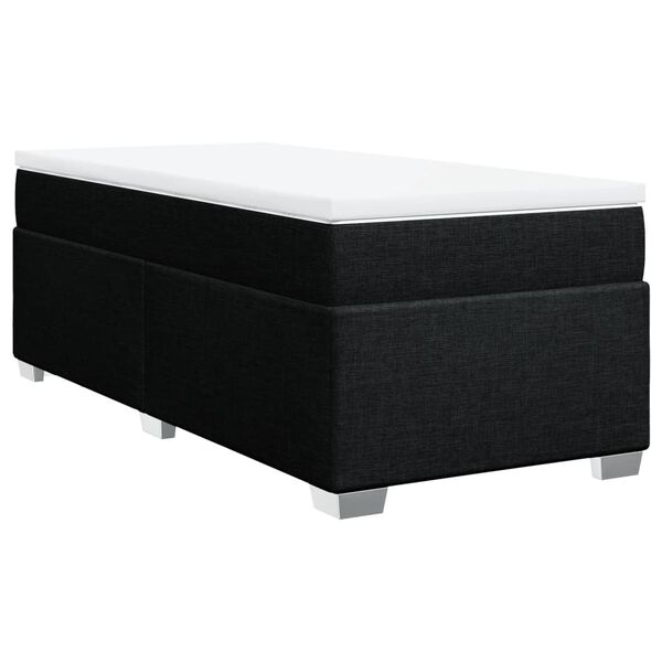 vidaXL Cama box spring con colch&oacute;n tela negro 90x190 cm