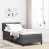 vidaXL Cama tipo Box Spring con colch&oacute;n Gris oscuro 90 x 190 cm tela
