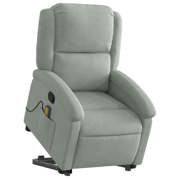 vidaXL Sill&oacute;n reclinable de masaje elevable terciopelo gris claro