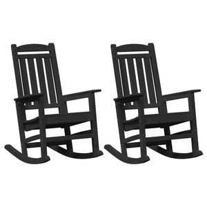vidaXL Silla mecedora de jardín 2 pcs Negro 70 x 92 x 108cm Plástico