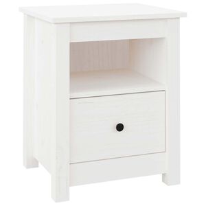 vidaXL Mesita de noche madera maciza de pino blanco 40x35x49 cm