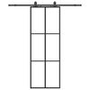 vidaXL Puerta corredera con juego herrajes negro 76x205 cm ESG vidrio