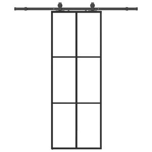 vidaXL Puerta corredera con juego herrajes negro 76x205 cm ESG vidrio