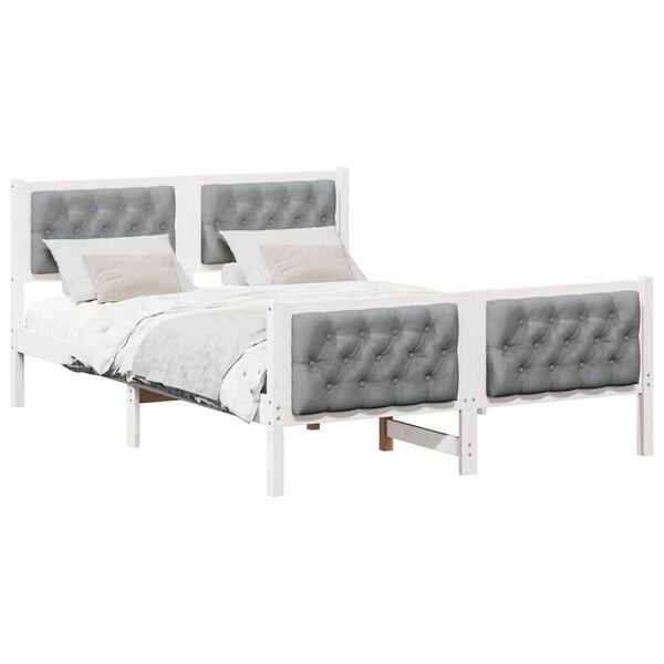 vidaXL Estructura de cama con cabecera Gris Claro 150 x 200 cm