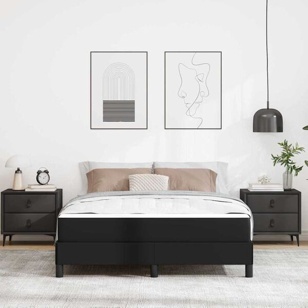 vidaXL Estructura de cama con colch&oacute;n Negro 160 x 200 cm tela