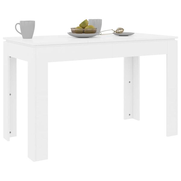 vidaXL Mesa de comedor madera de ingeniería blanco brillo 120x60x76 cm
