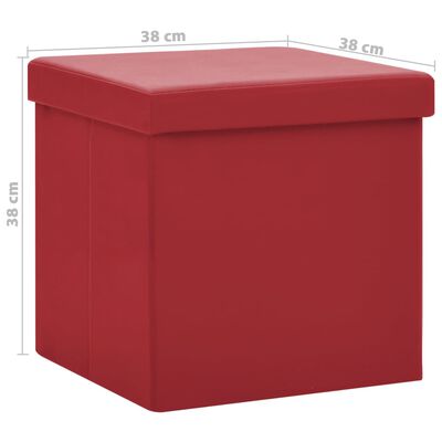 vidaXL Taburete con almacenaje plegable rojo vino tinto PVC