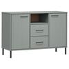 vidaXL Aparador con patas metal OSLO madera maciza gris 113x40x77 cm