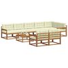 vidaXL Conjunto de sof&aacute;s de exterior con coj&iacute;n 9 pcs Natural y Crema