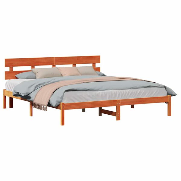 vidaXL Estructura de cama Marrón 180 x 200 cm Madera maciza de Pino
