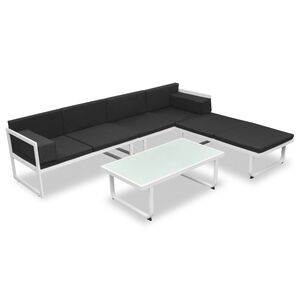 vidaXL Set de muebles de jardín 4 piezas y cojines aluminio negro