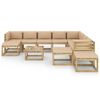 vidaXL Juego de muebles jard&iacute;n 12 pzas cojines madera pino impregnado