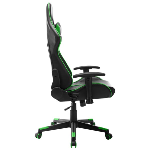 vidaXL Silla de gaming de cuero sint&eacute;tico negro y verde