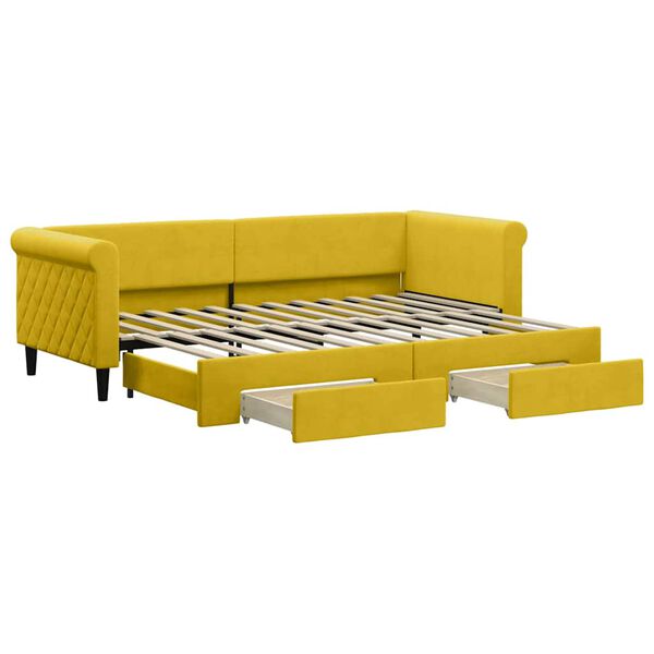 vidaXL Sofá cama nido con cajones terciopelo amarillo 80x200 cm