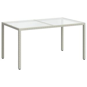 vidaXL Mesa jard&iacute;n vidrio templado rat&aacute;n sint&eacute;tico 150x90x75 cm blanco