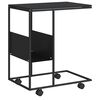 vidaXL Mesa auxiliar con ruedas madera ingenier&iacute;a negra 55x36x63,5 cm