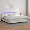 vidaXL Cama box spring colch&oacute;n y LED cuero sint&eacute;tico blanco 200x200 cm