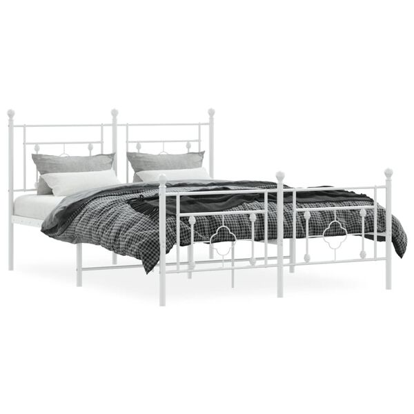 vidaXL Estructura cama sin colch&oacute;n con estribo metal blanco 140x200 cm