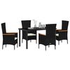 vidaXL Conjunto de Comedor de Jard&iacute;n con coj&iacute;n 5 pcs Negro