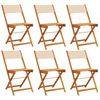 vidaXL Sillas plegables (6 unidades) de tela beige y madera maciza